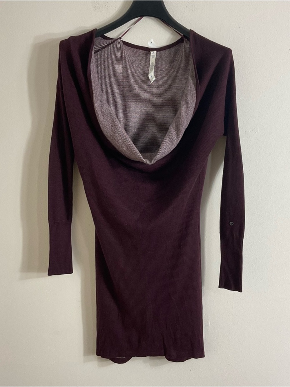 Lululemon Serenity Reversible Cowl Sweater Dress Garnet Cashmere Blend size 6